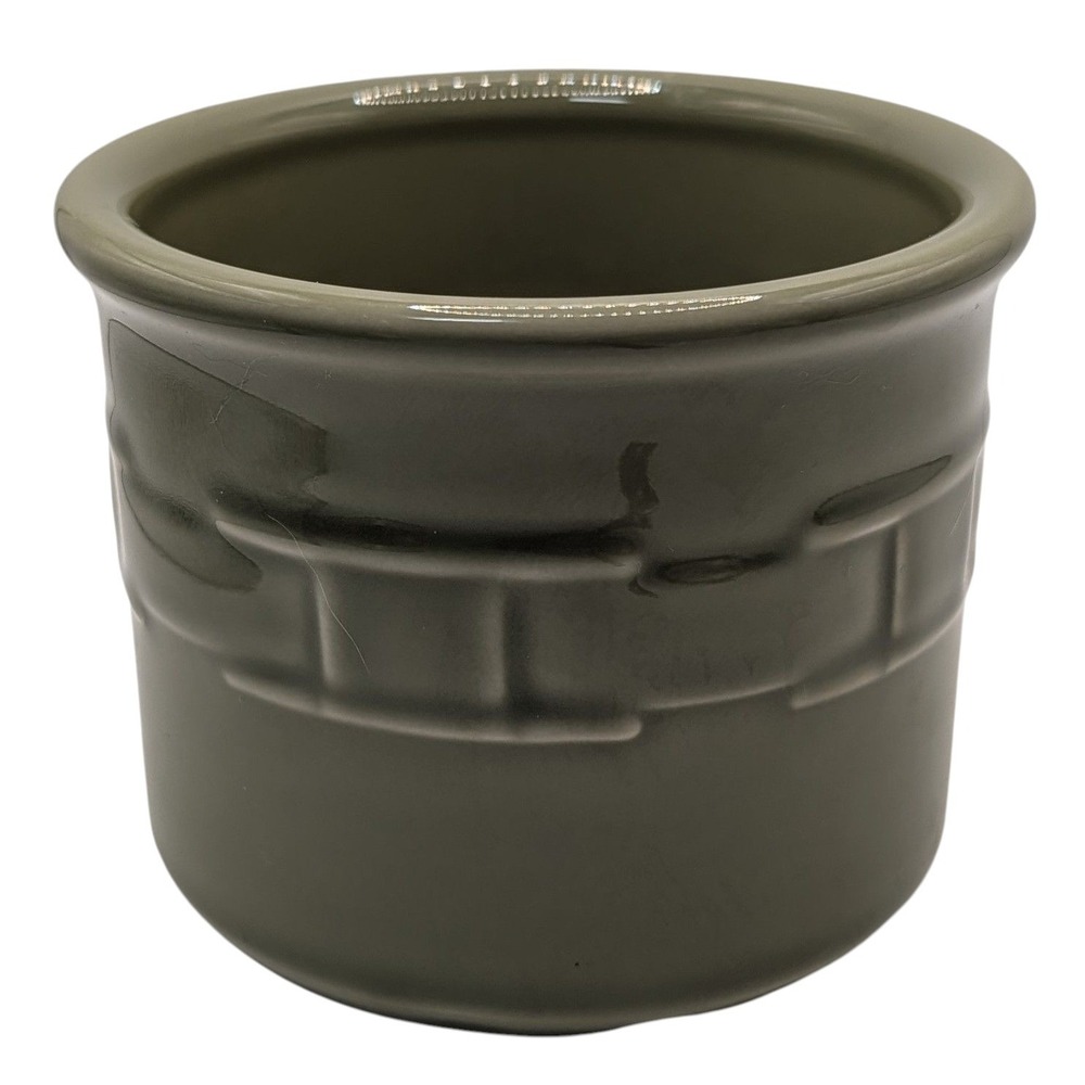 Longaberger Pottery Crock One Pint Woven Traditions Green Textured USA No Lid